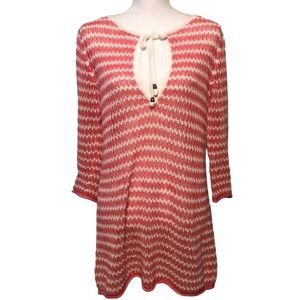 Tommy Bahama Open Style Knit Top Pink & White